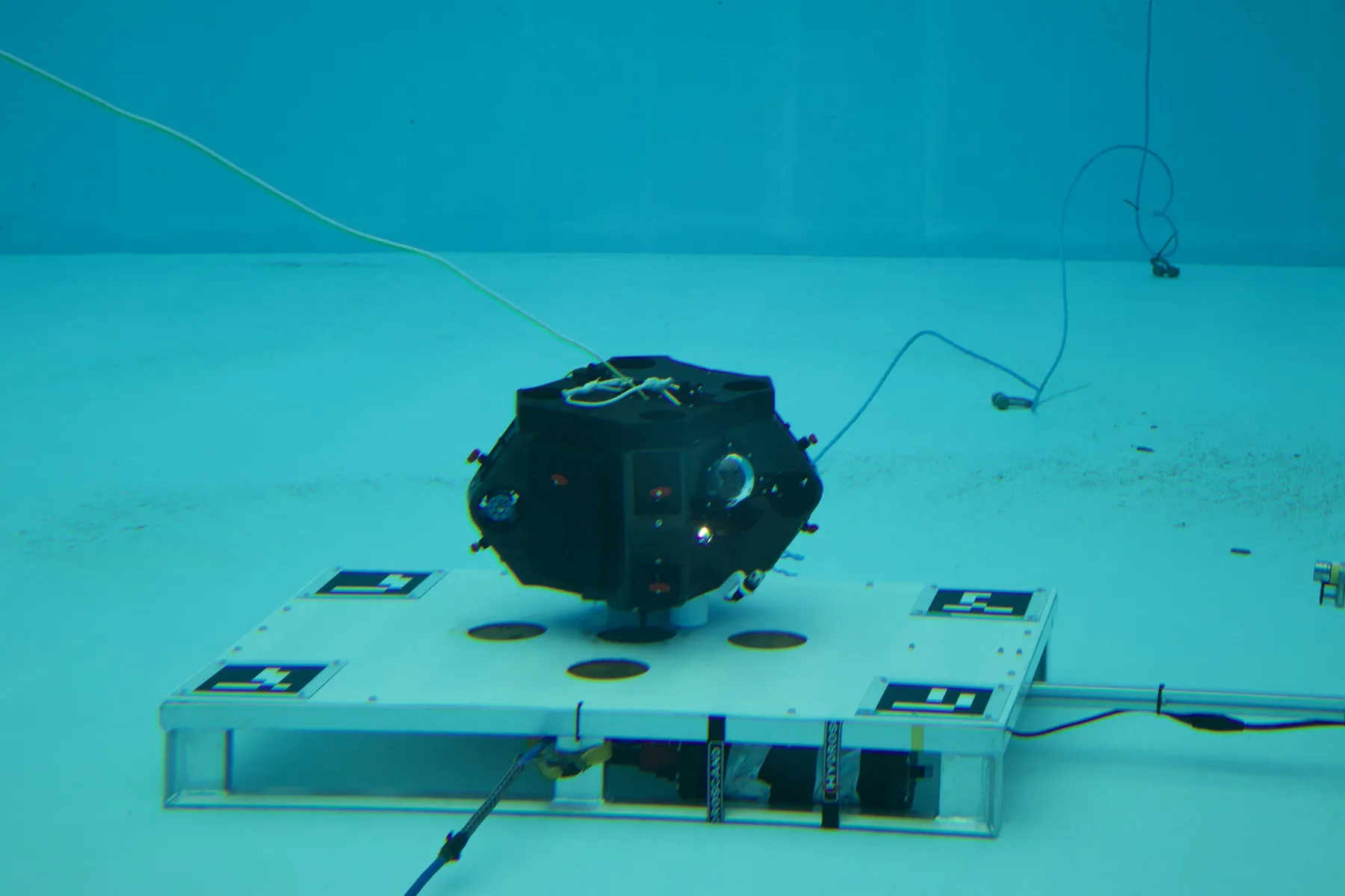 ROV undergoing an underwater pool test